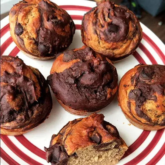 Peanut Butter Banana Chocolate Muffins⁠ swirl